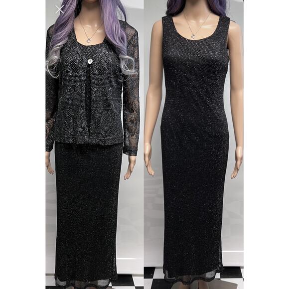 VTG 90s Y2K Black Crochet Dress Sz 6 Open Knit Vamp Whimsigoth Witchy Fairy Lace - Picture 1 of 16